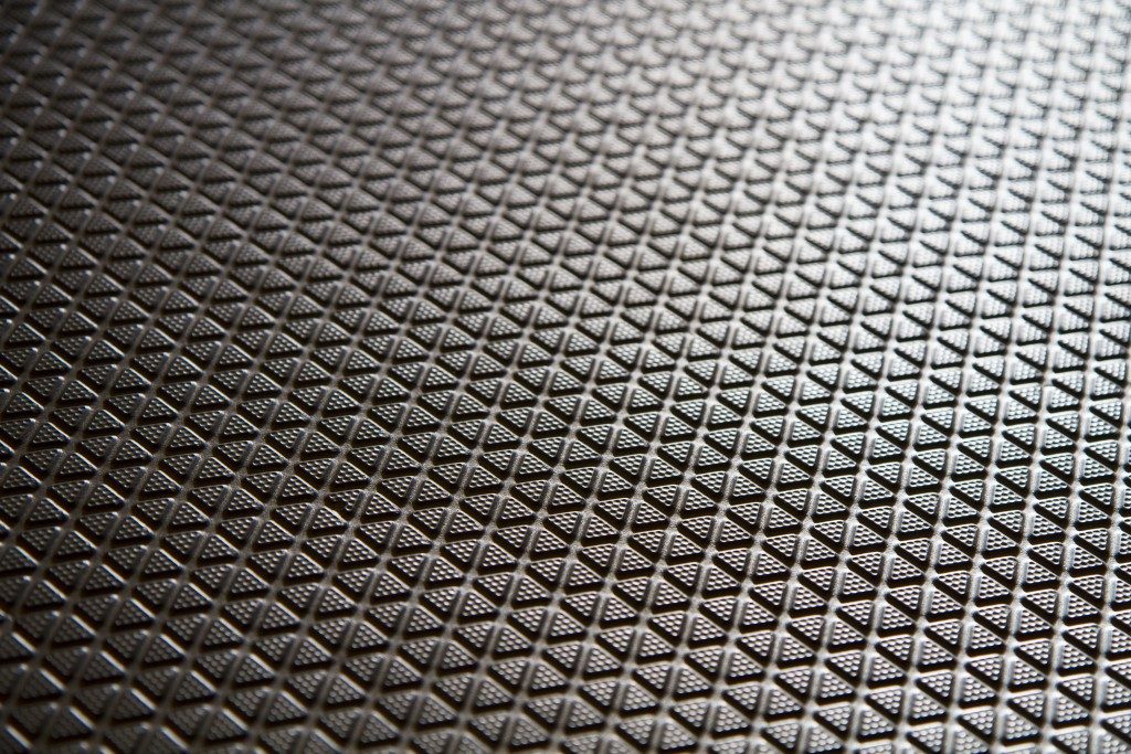 Black rubber mat closeup