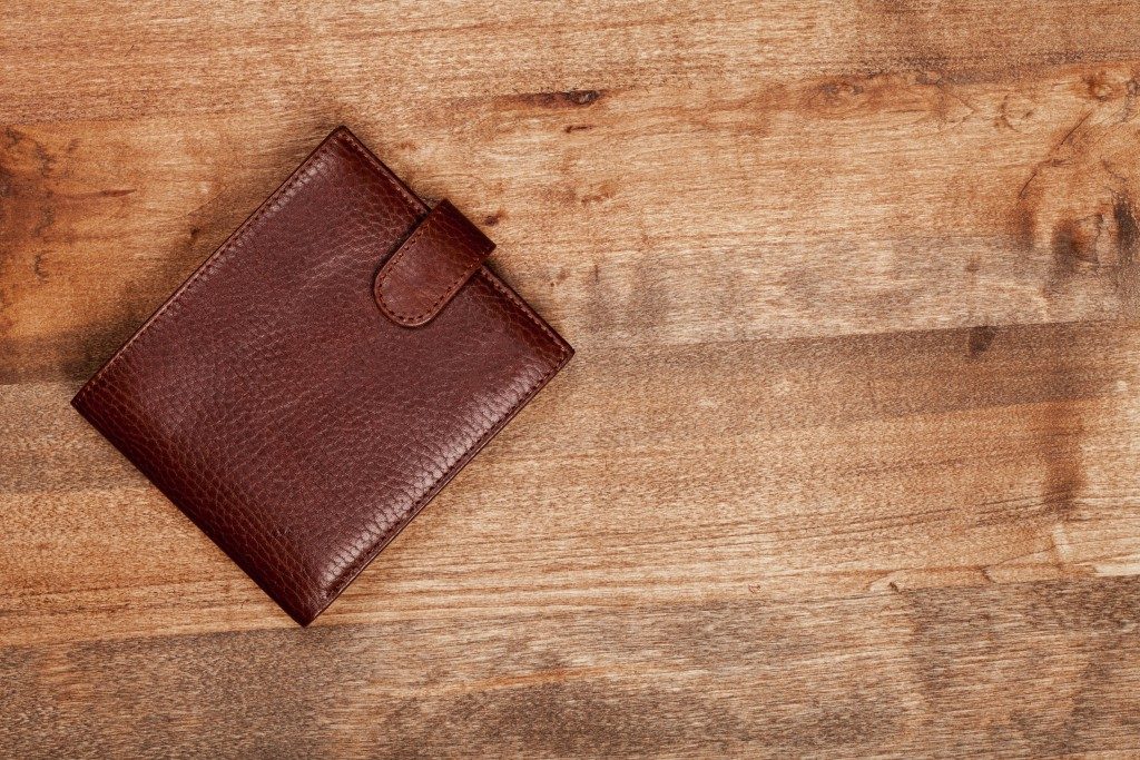 Wallet on a wooden surface