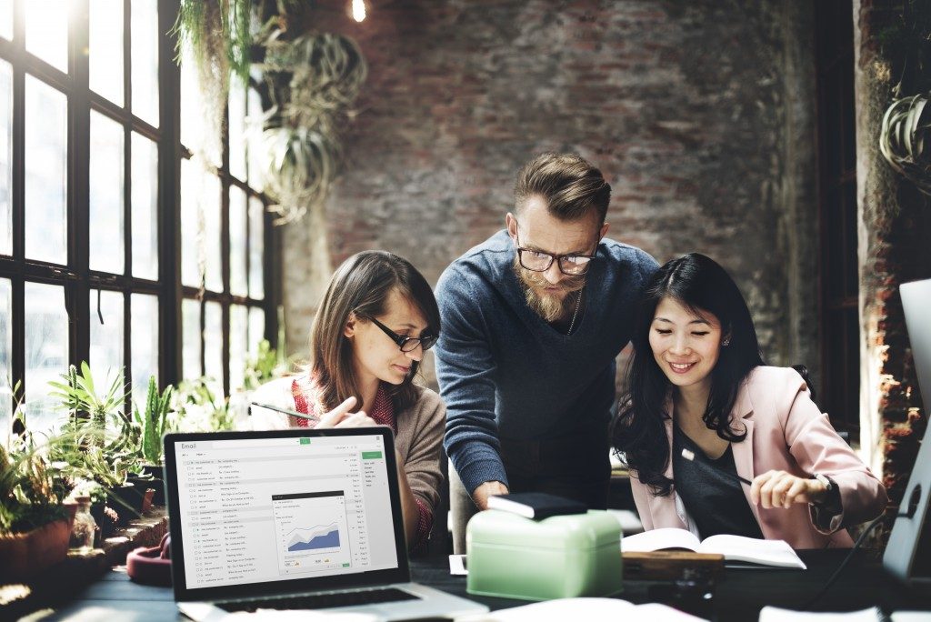 Team at a industrial style workspace