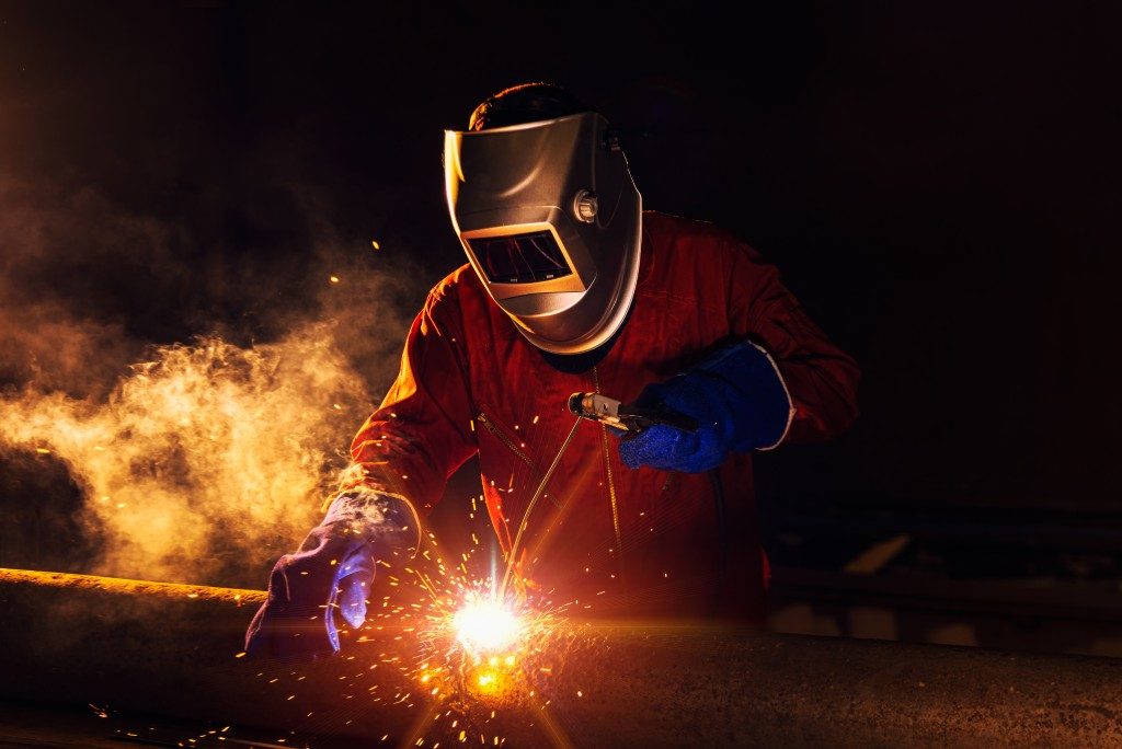 welder working on the site